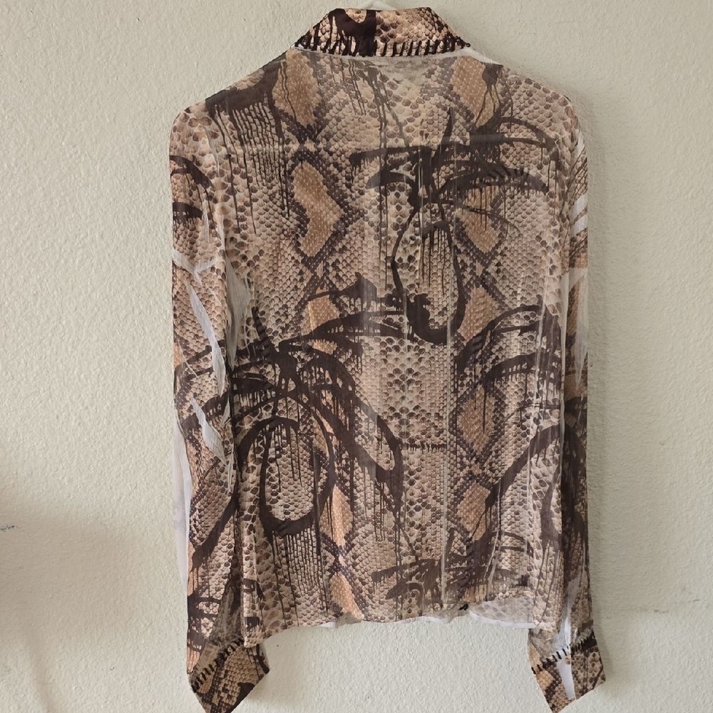 SPY Sheer Blouse with Brown and Cream Pattern - Snake Skin - Picture 3 of 7